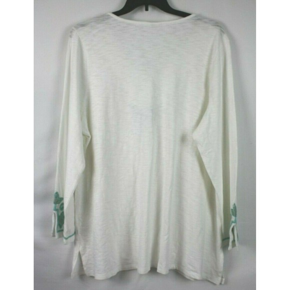 Charter Club Women's Ocean Paradise Blouse Top Size X Small Color Ivory/Green - Picture 3 of 3